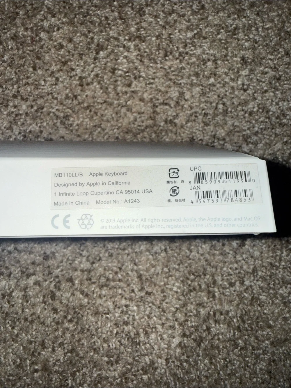 Apple White and Silver Wired USB Keyboard with Numeric Keypad
